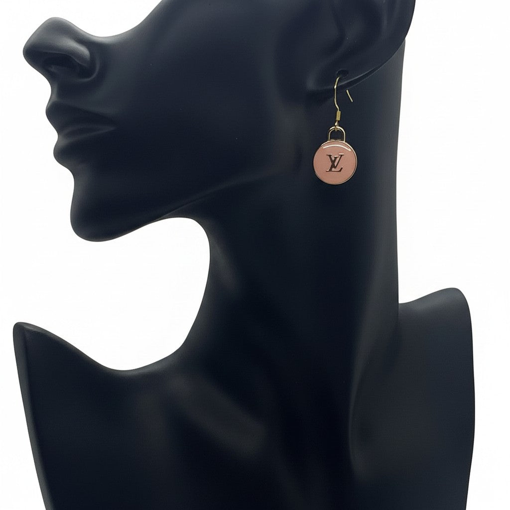 Gilded Light Peach Signature Pendant Earrings