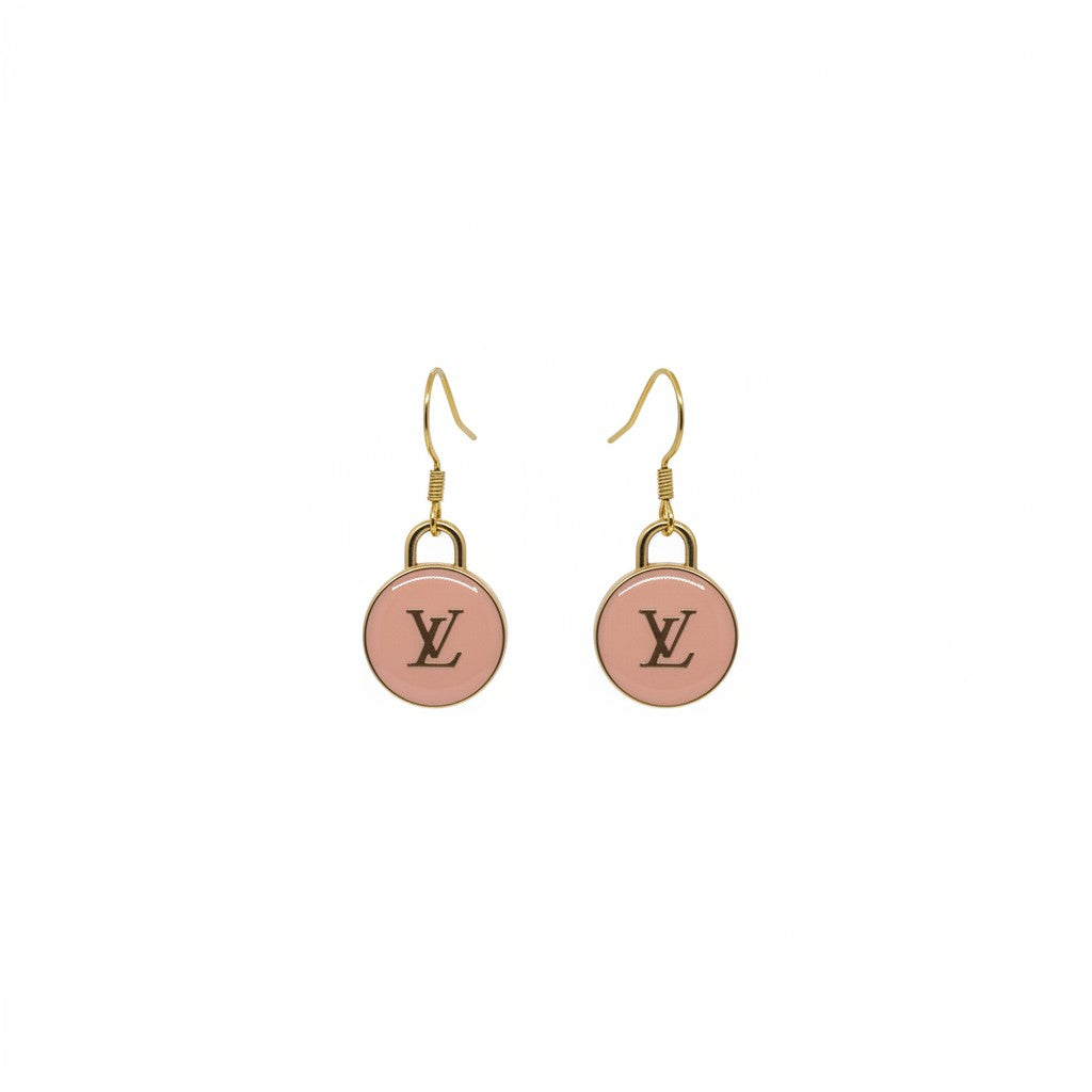 Gilded Light Peach Signature Pendant Earrings