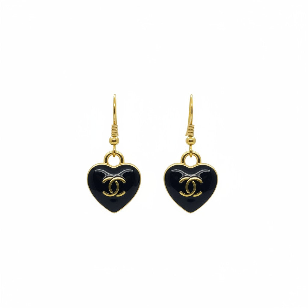 Gilded Black Heart Signature Earrings