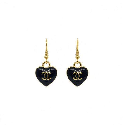 Gilded Black Heart Signature Earrings