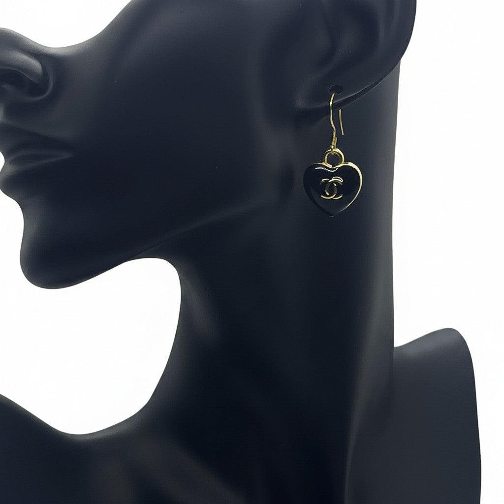 Gilded Black Heart Signature Earrings