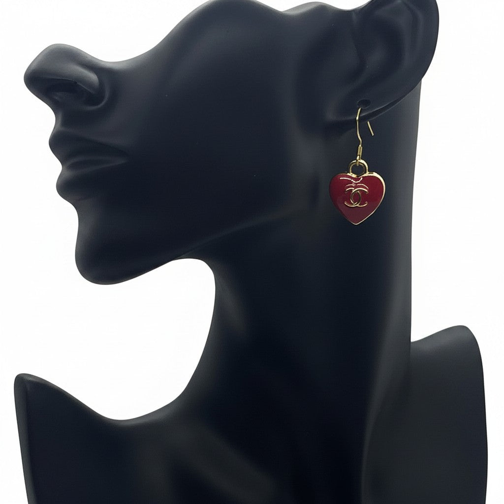 Gilded Red Heart Signature Earrings