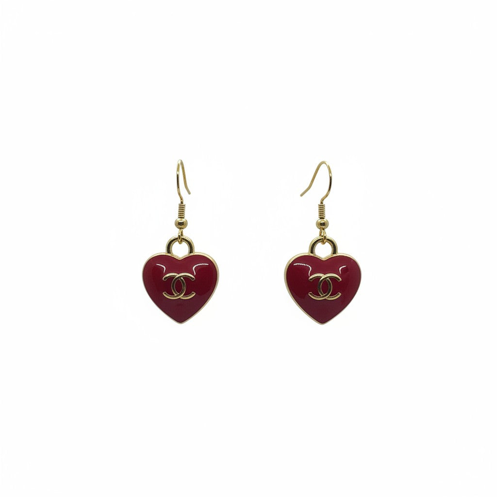 Gilded Red Heart Signature Earrings