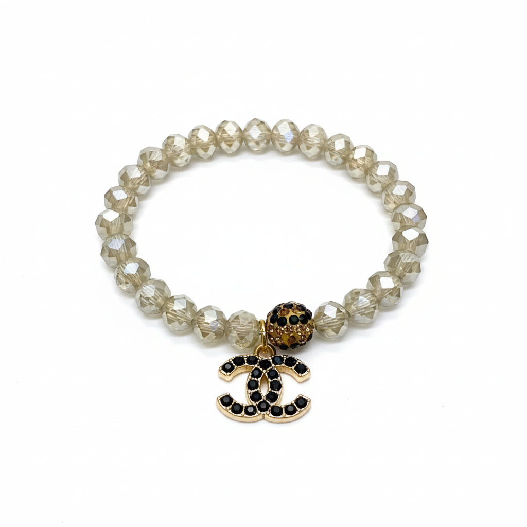 Champagne Glass Bead Charm Bracelet
