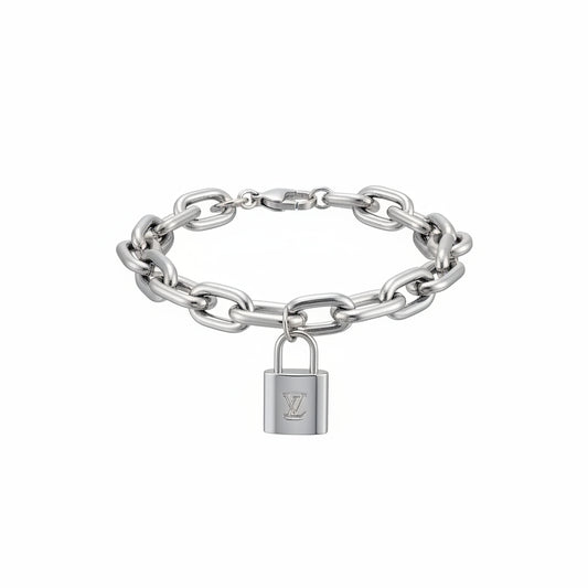 City Sleek Double-Link Lock Charm Bracelet