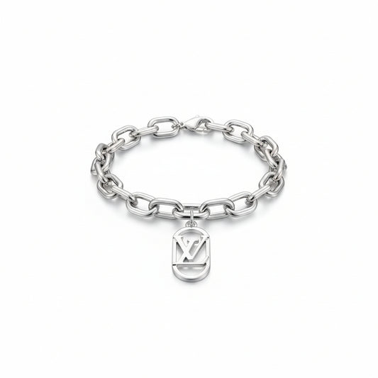 LV Minimal Charm Silver Link Bracelet