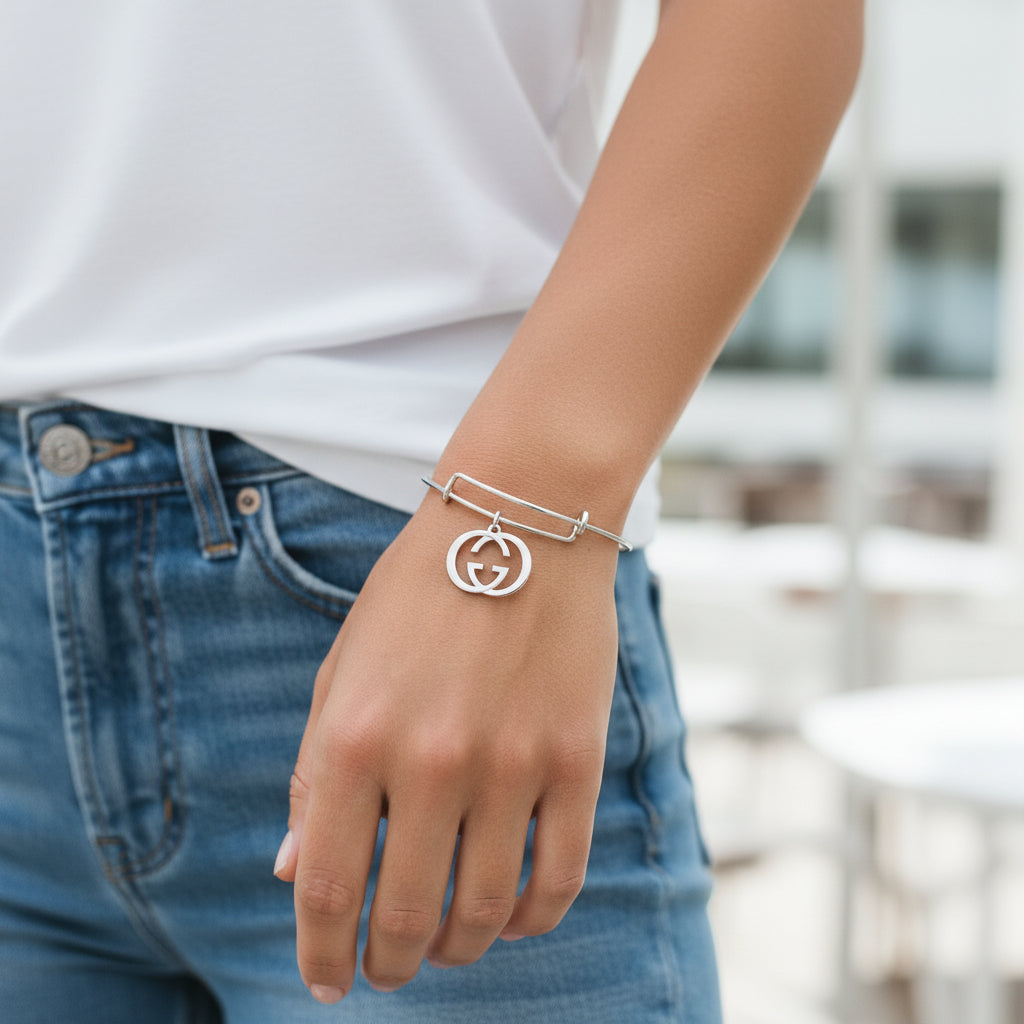 Minimal Luxe Pendant Bangle Bracelet