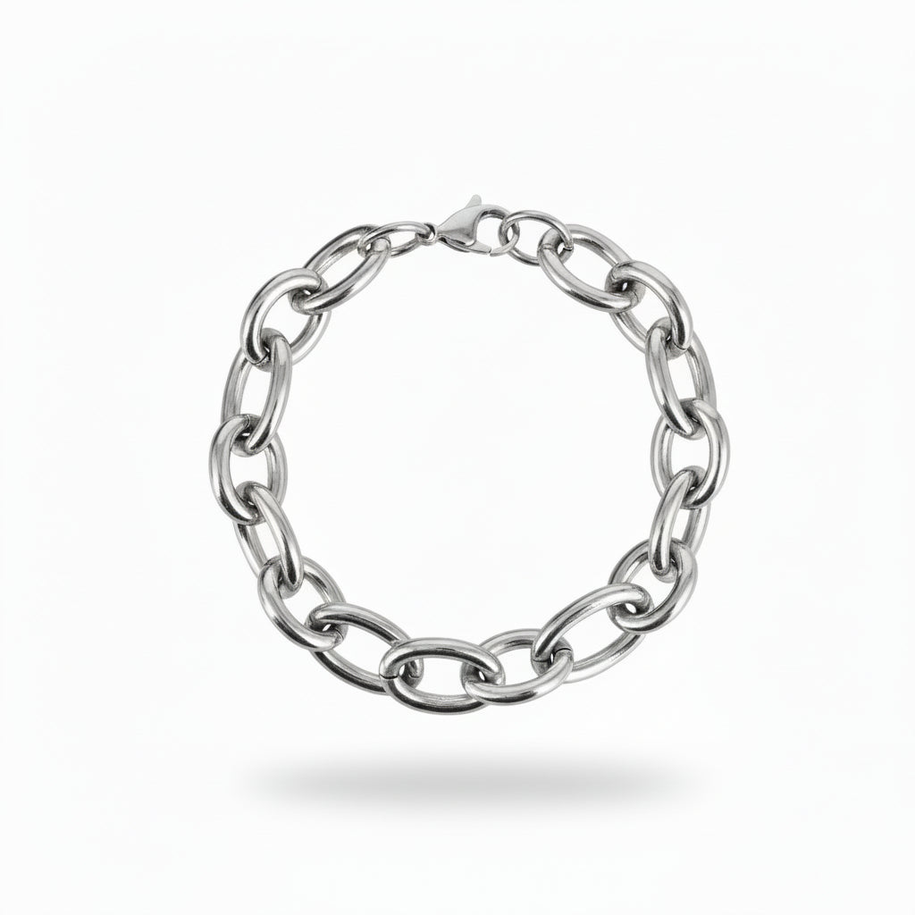 Silver Modern Cross-Link Chain Bracelet