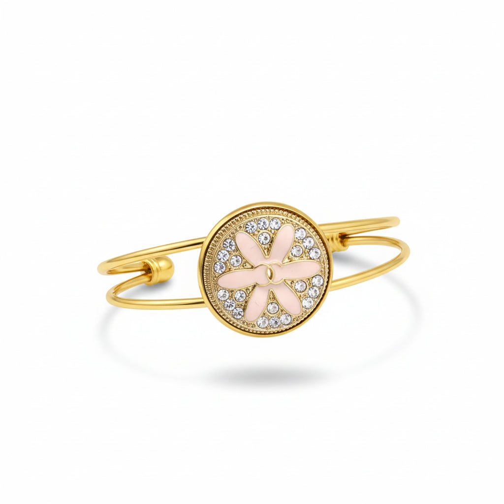 Blush Bloom Crystal Medallion Adjustable Cuff Bracelet