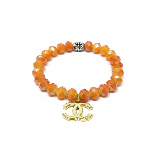 Sunset Glow Stretch Bead Charm Bracelet