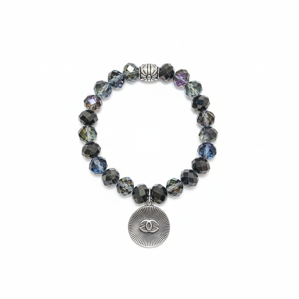 Smoke & Sparkle Jewel-Tone Stretch Bead Bracelet