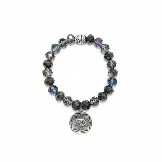 Smoke & Sparkle Jewel-Tone Stretch Bead Bracelet