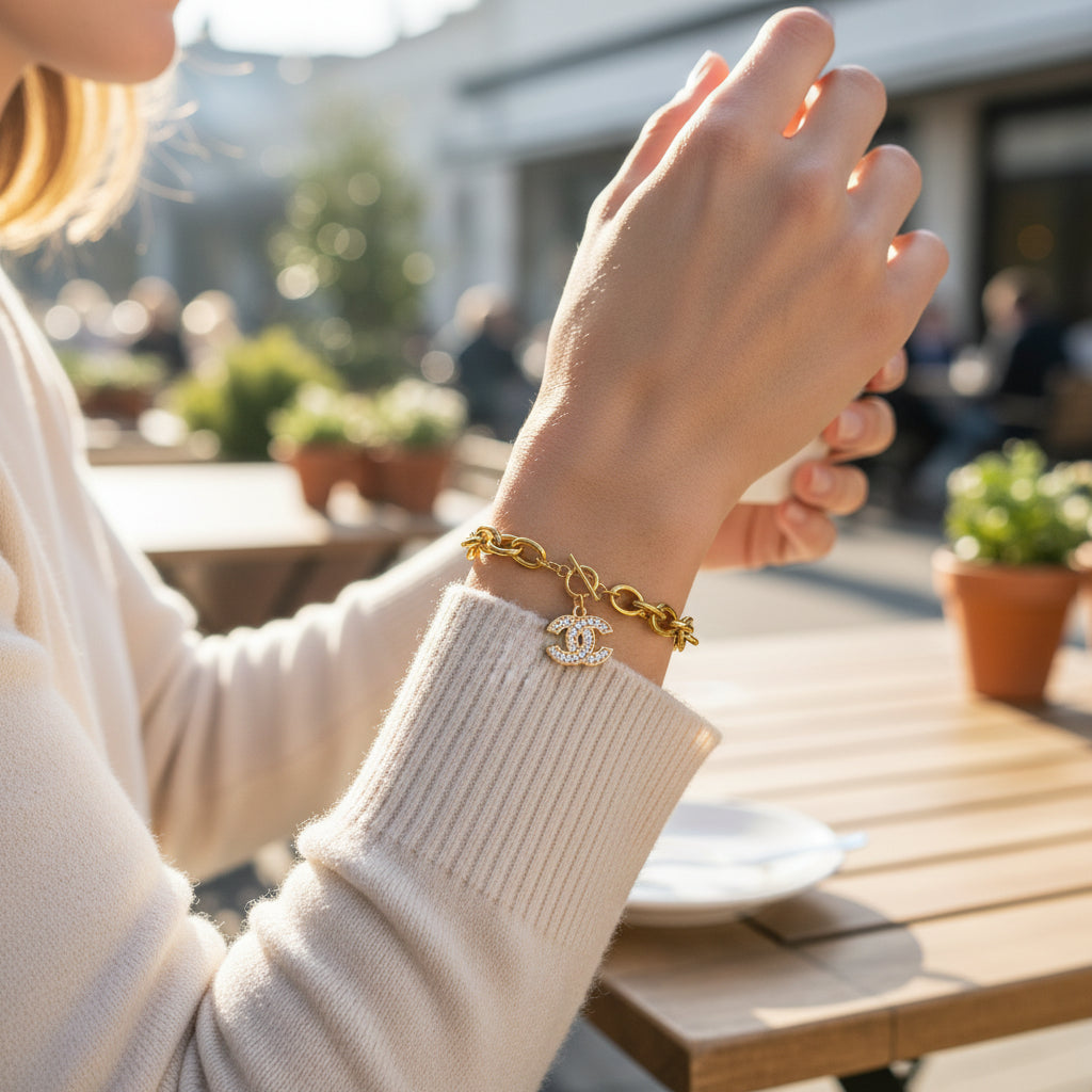 Bougie Sparkle Toggle Curb Chain Bracelet