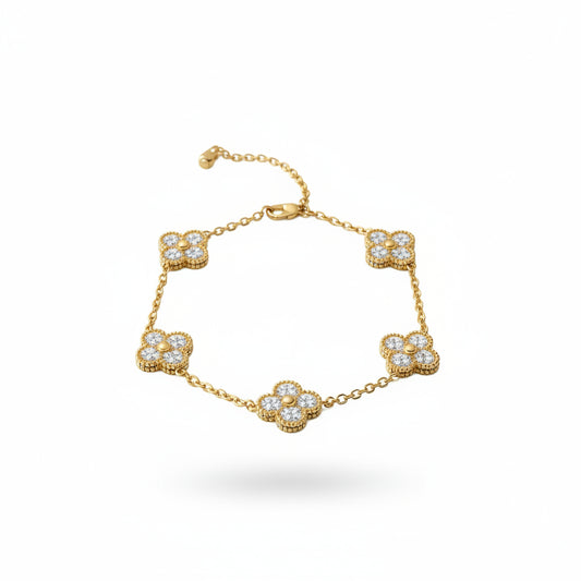 Van Cleef Rhinestone Stainless Steel Bracelet