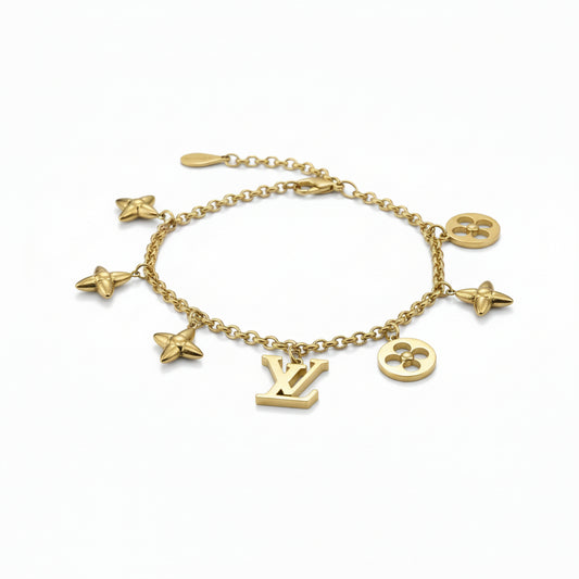 LV Stainless Steel Charm Bracelet