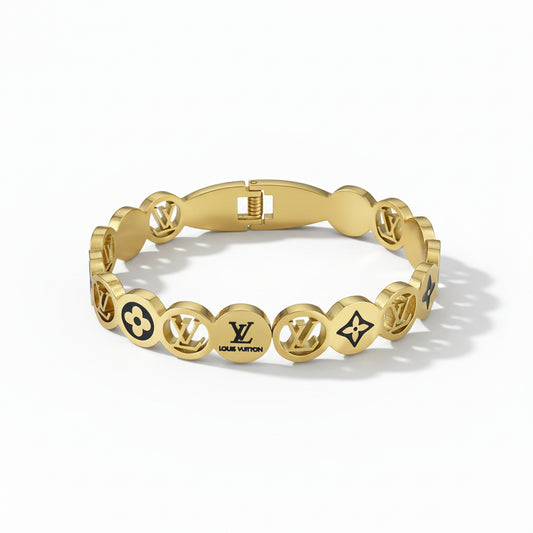 LV Black & Gold Stainless Steel Bracelet