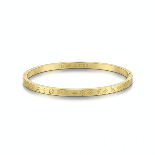 LV Engraved Stainless Steel Bracelet