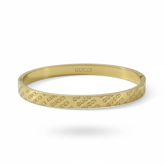 GG Engraved Gold Stainless Steel Bracelet