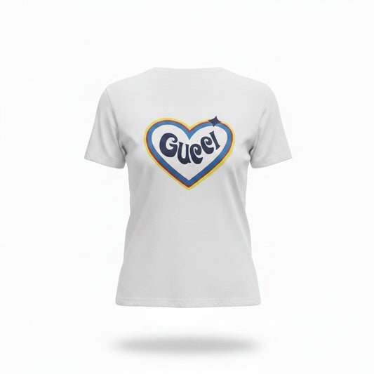 White Heart Round Neck T-Shirts