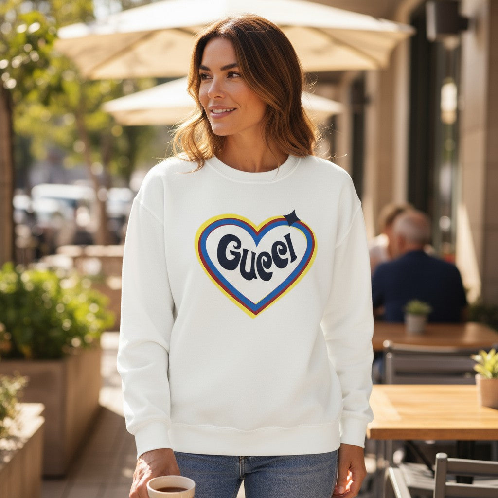 White GG Heart Sweatshirt