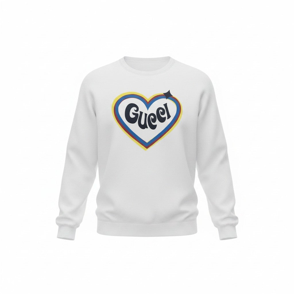White GG Heart Sweatshirt