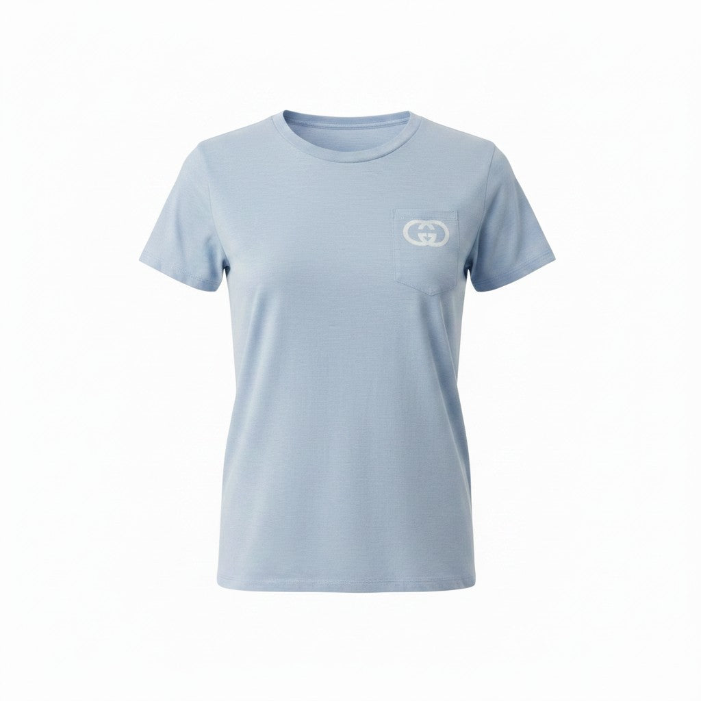 Gray V-Neck T-Shirt with White Front Design