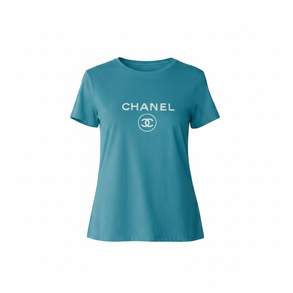 Classy V-Neck T-Shirt with White Front Design