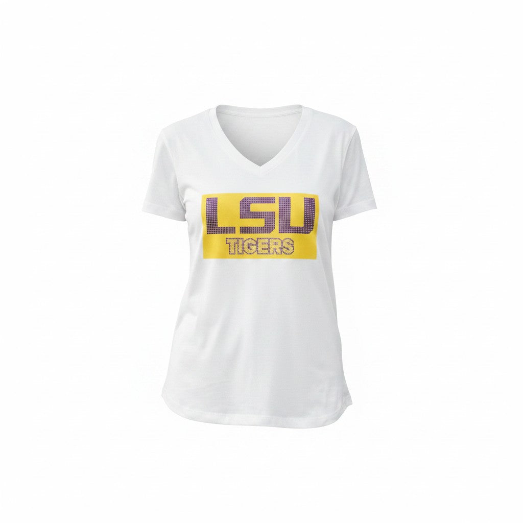 LSU Tigers Yellow Patch & Rhinestone Tee