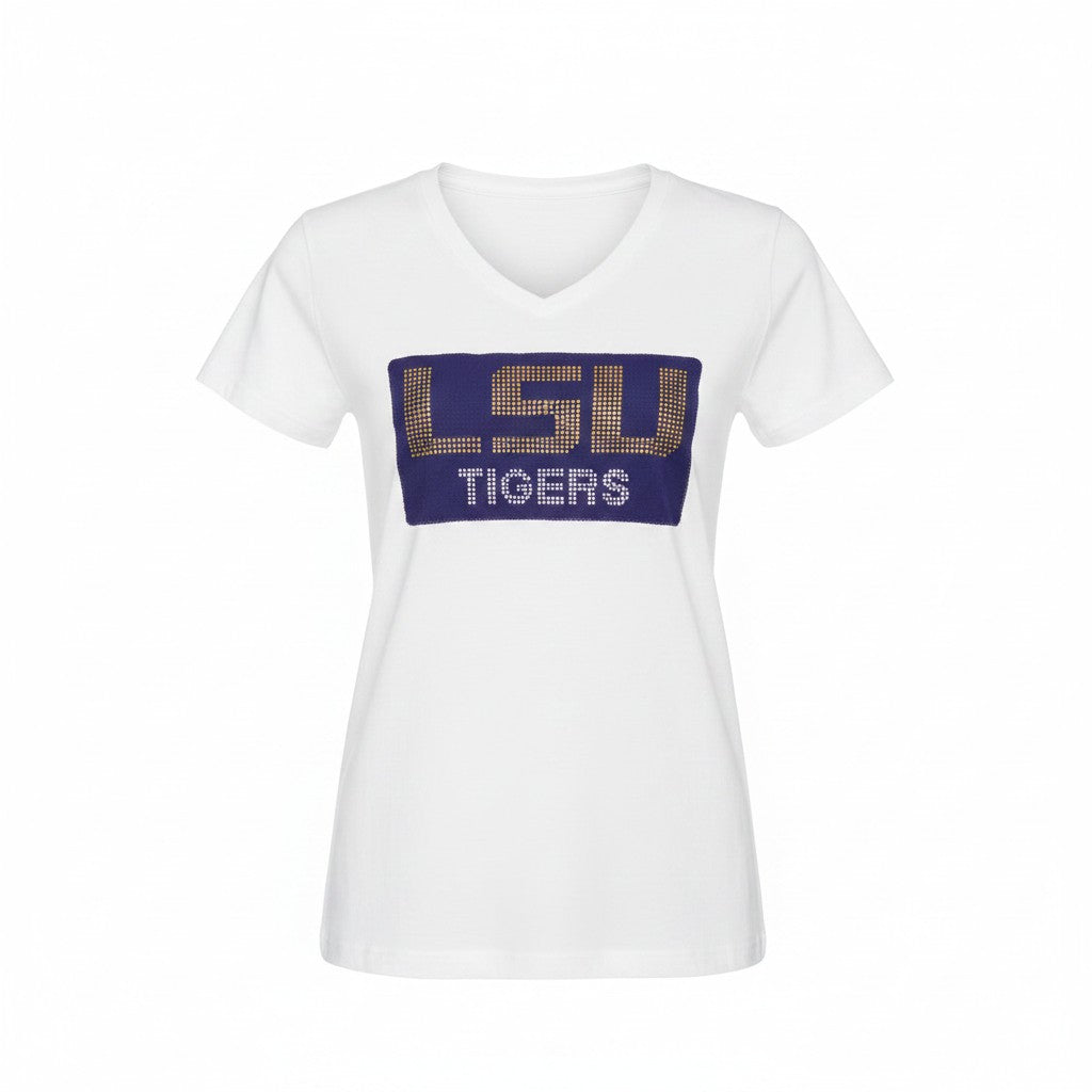 LSU Tigers Purple Patch & Rhinestone Tee