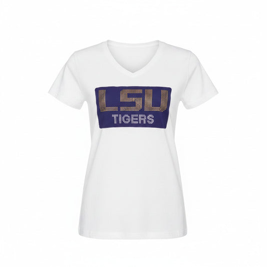LSU Tigers Purple Patch & Rhinestone Tee