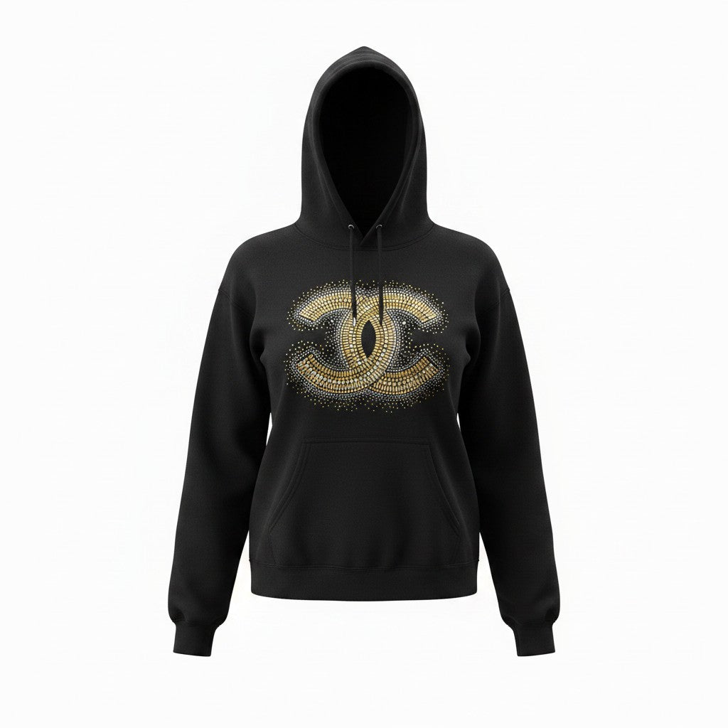 Black Gold Rhinestone CC Hoodie
