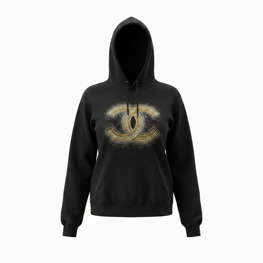Black Gold Rhinestone CC Hoodie