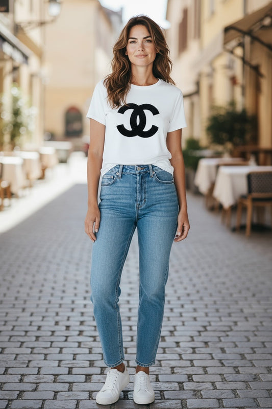 Sparkling in White & Black Tee