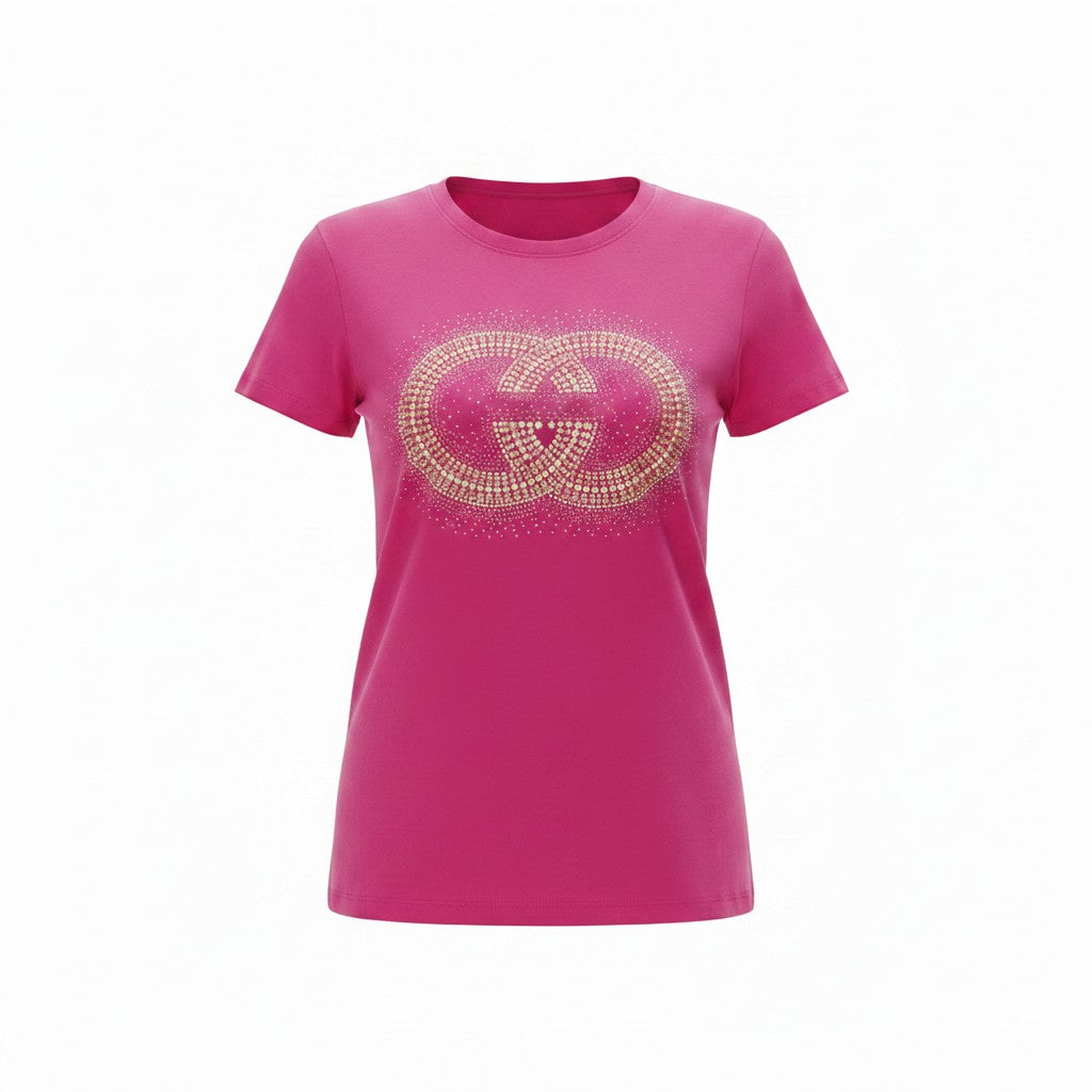 Hot Pink Rhinestone Emblem Tee