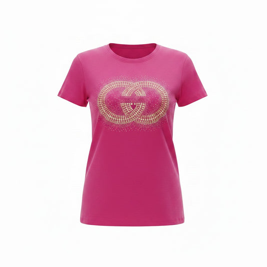 Hot Pink Rhinestone Emblem Tee