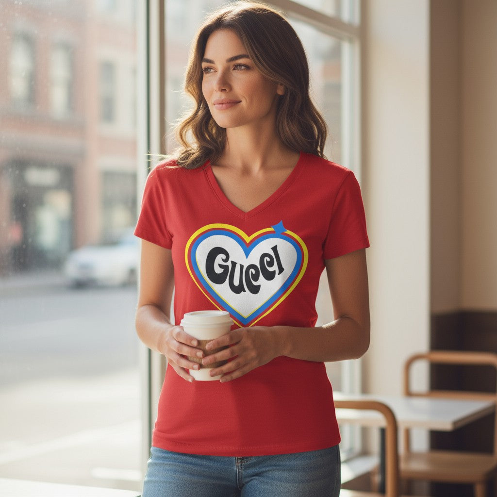 Red Heart V-Neck T-Shirts