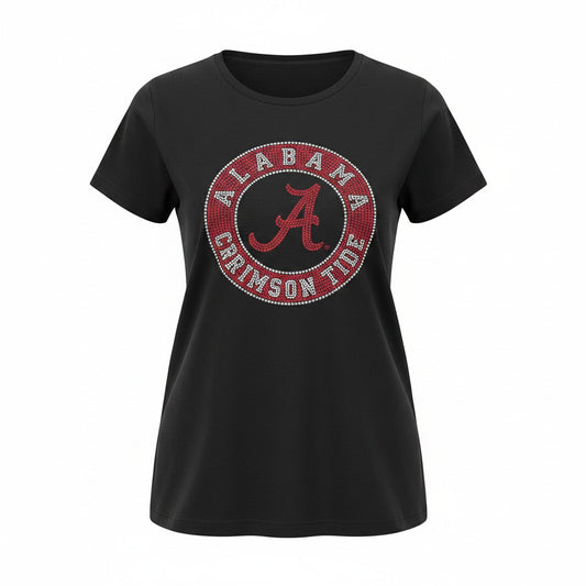 Alabama Crimson Rhinestone Seal Tee