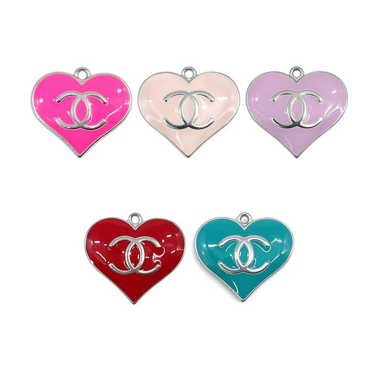 Large Silver Tone Heart Charms