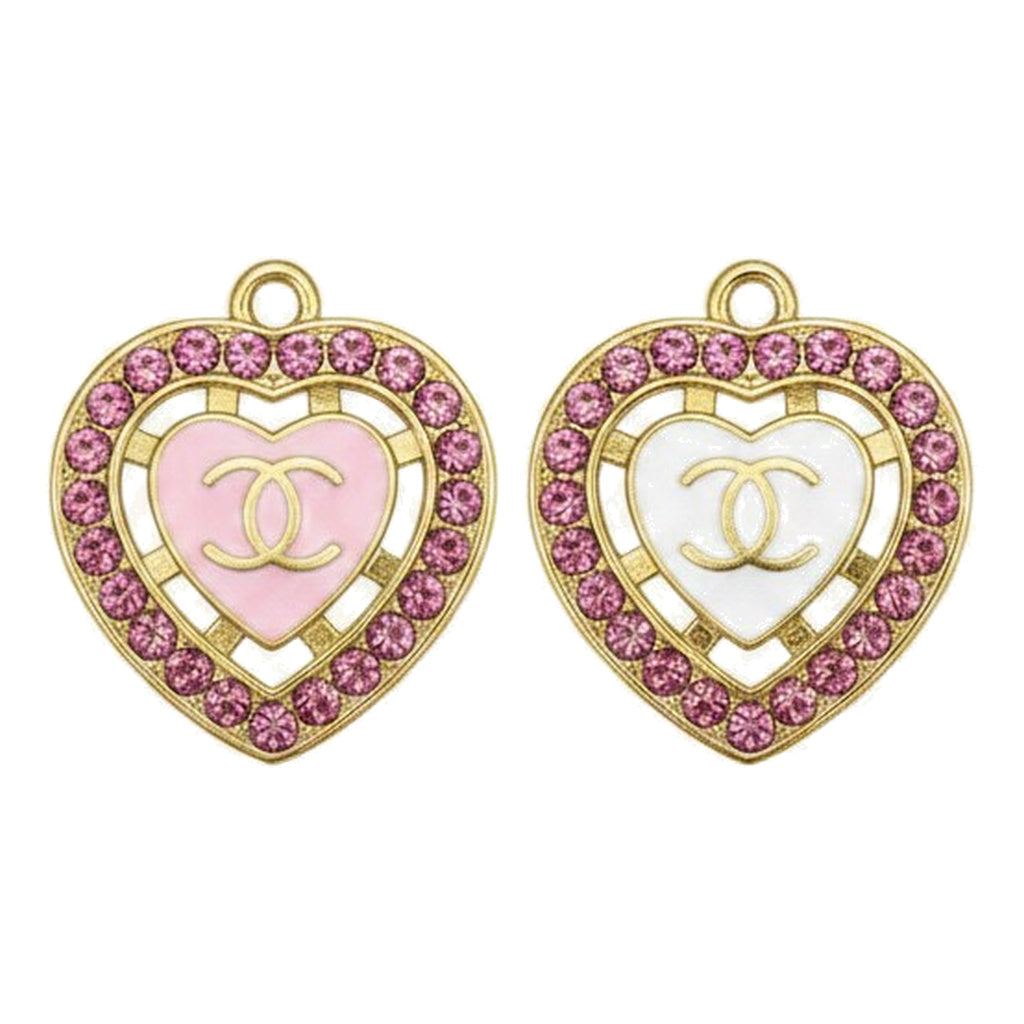 Pink Rhinestone Heart Charms