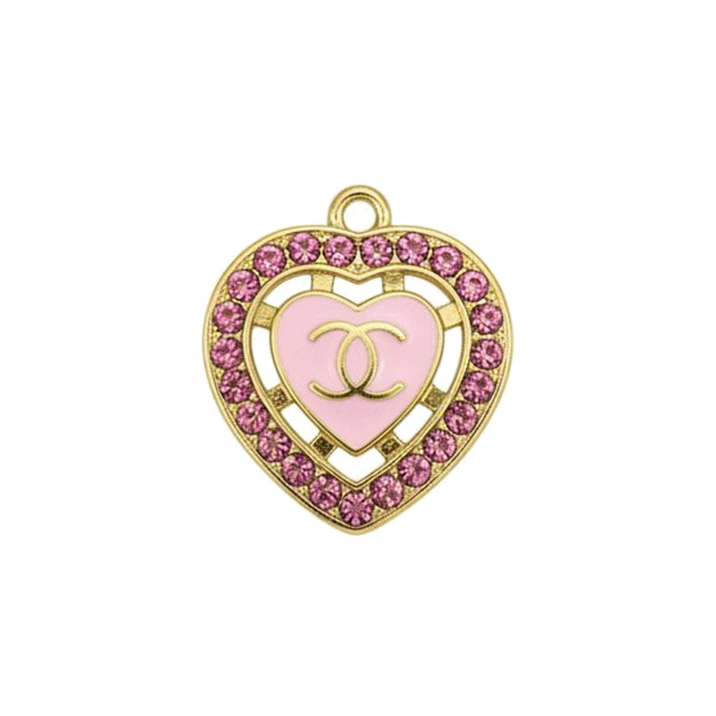 Pink Rhinestone Heart Charms
