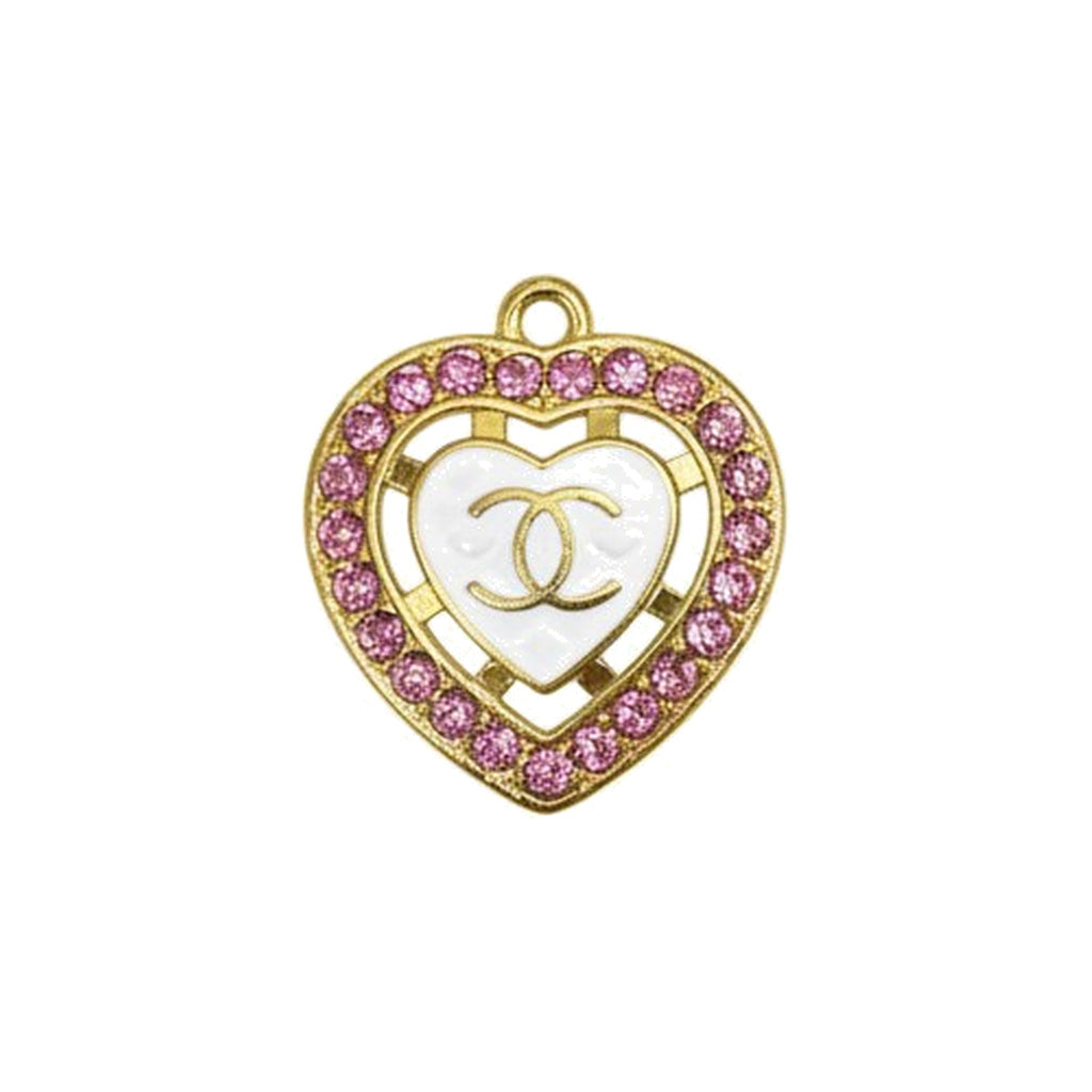 Pink Rhinestone Heart Charms