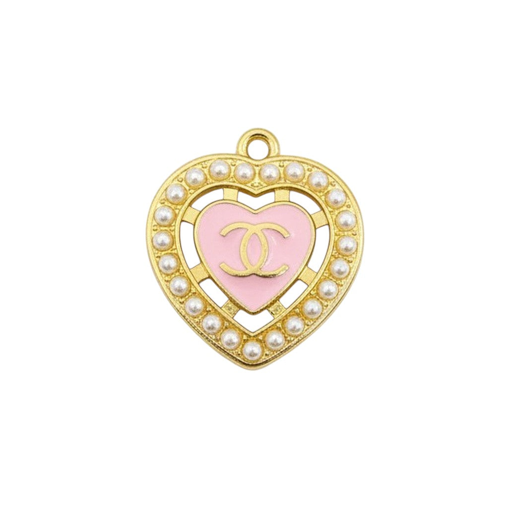Pink Gold Tone Heart Charms