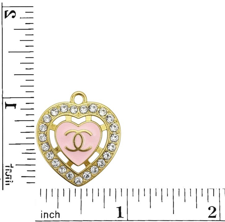 Pink Gold Tone Heart Charms