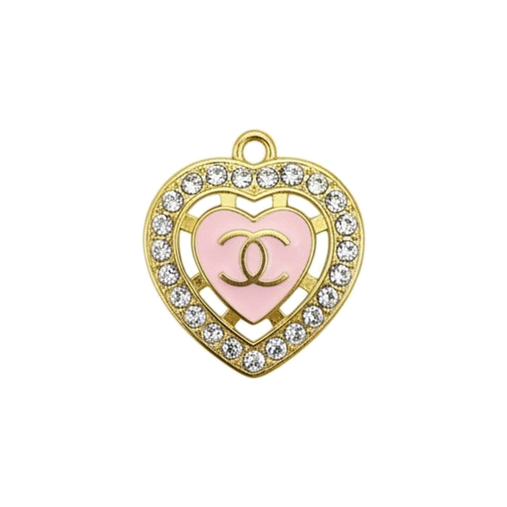 Pink Gold Tone Heart Charms