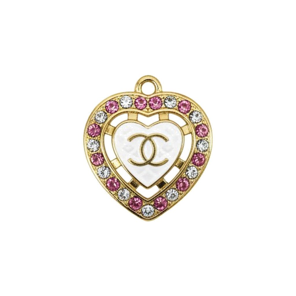 Pink & Clear Rhinestone Heart Charms