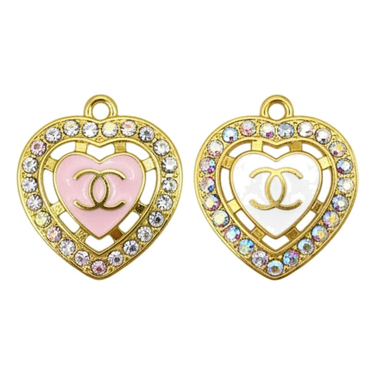 Clear AB Rhinestone Heart Charms