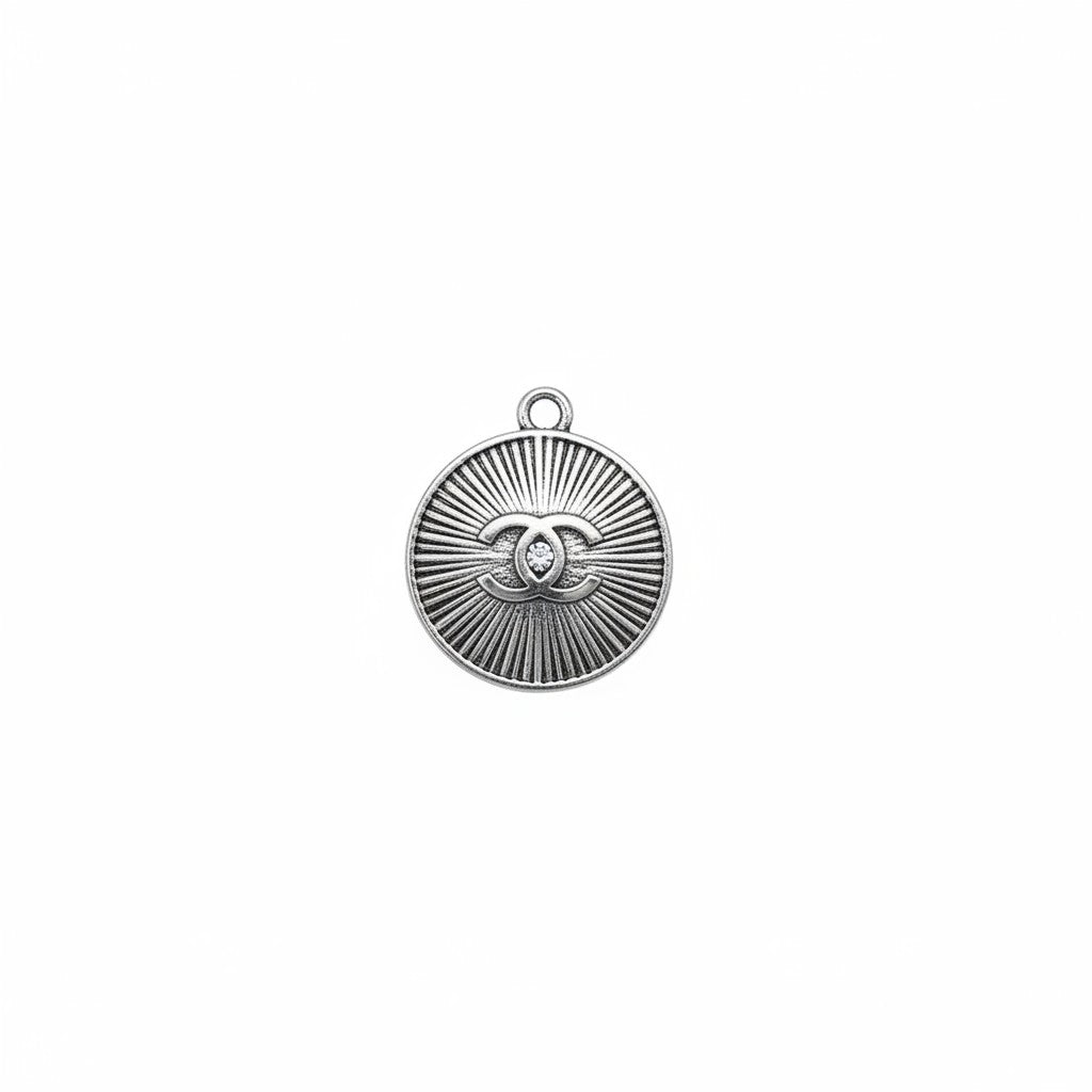 Silver Button Charm