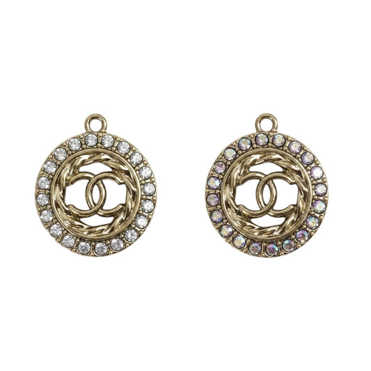 1" Gold Tone Round Rhinestone Charms