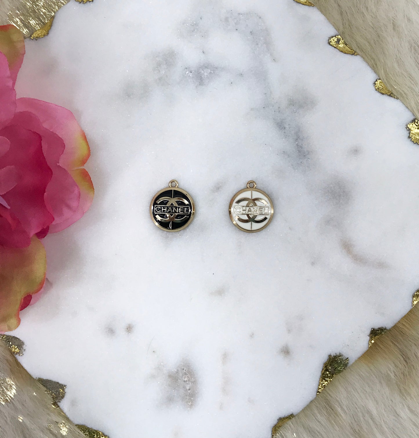 Black or White Button Style Charms