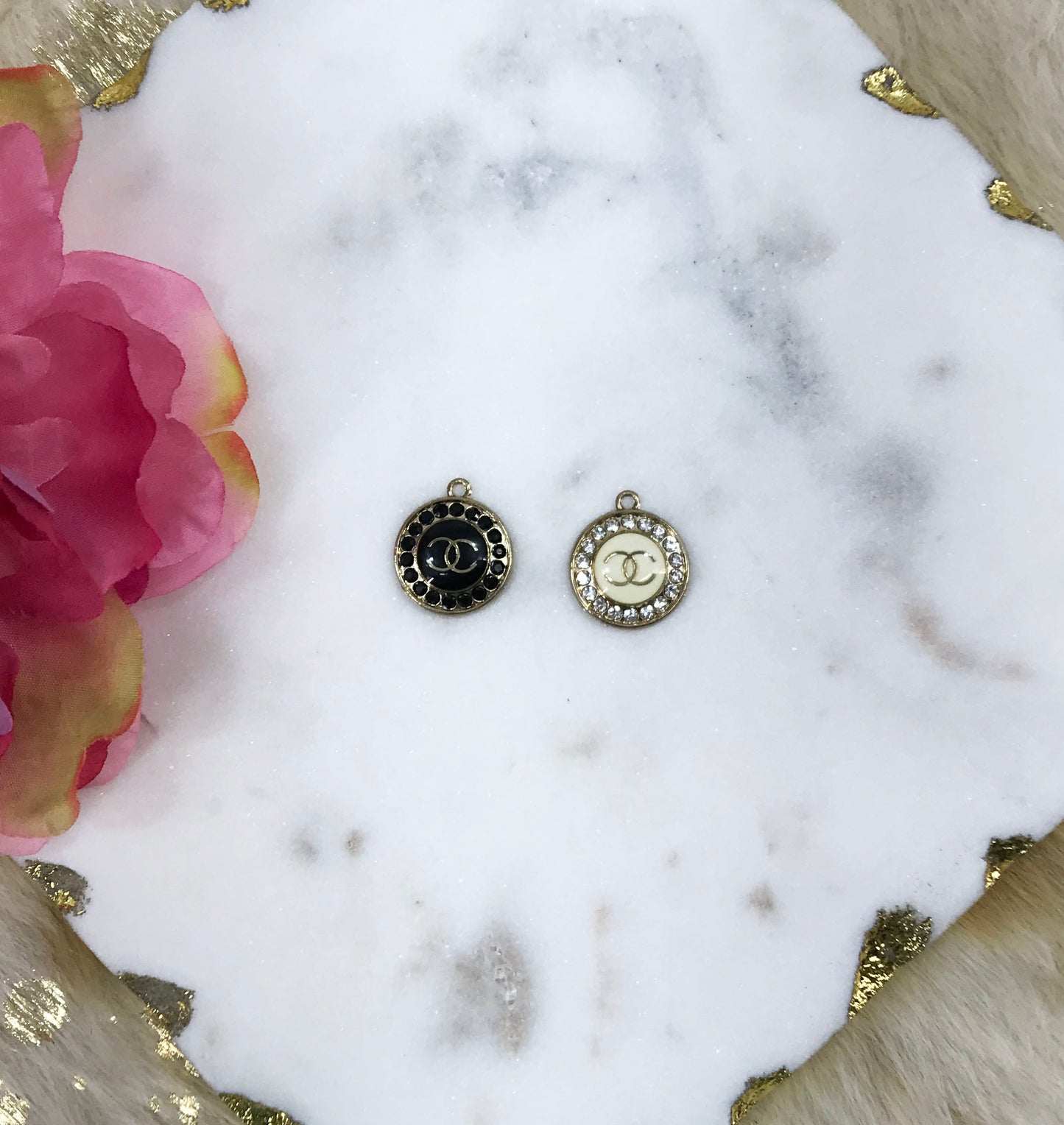 Small Rhinestone Button Charms